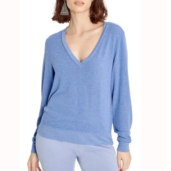 NWT Wildfox V-Neck Baggy Beach Jumper in Dusk Blue - Picture 3 of 7